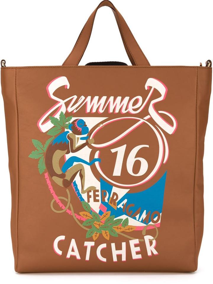 Salvatore Ferragamo Summer Catcher Print Tote