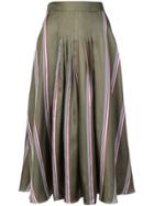 Roksanda Striped Flared Midi Skirt - Green