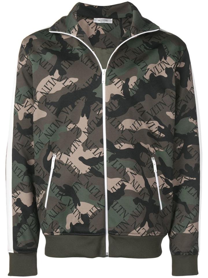 Valentino Monogram Print Camouflage Track Jacket - Green