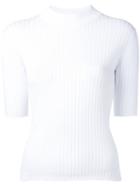 Clane - Ribbed Short Sleeve Sweater - Women - Cotton/nylon/tencel - 2, White, Cotton/nylon/tencel