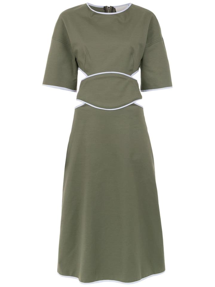 Framed Double Layered Midi Dress - Green
