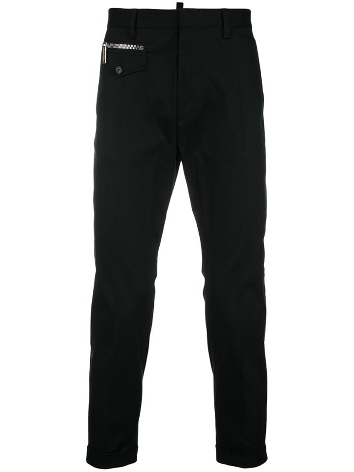 Dsquared2 Tapered Trousers With Zip Detail - Black