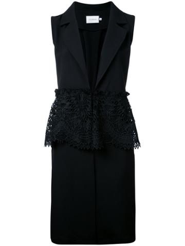 Co-mun Lace-up Back Waistcoat, Women's, Size: 36, Black, Polyester/spandex/elastane