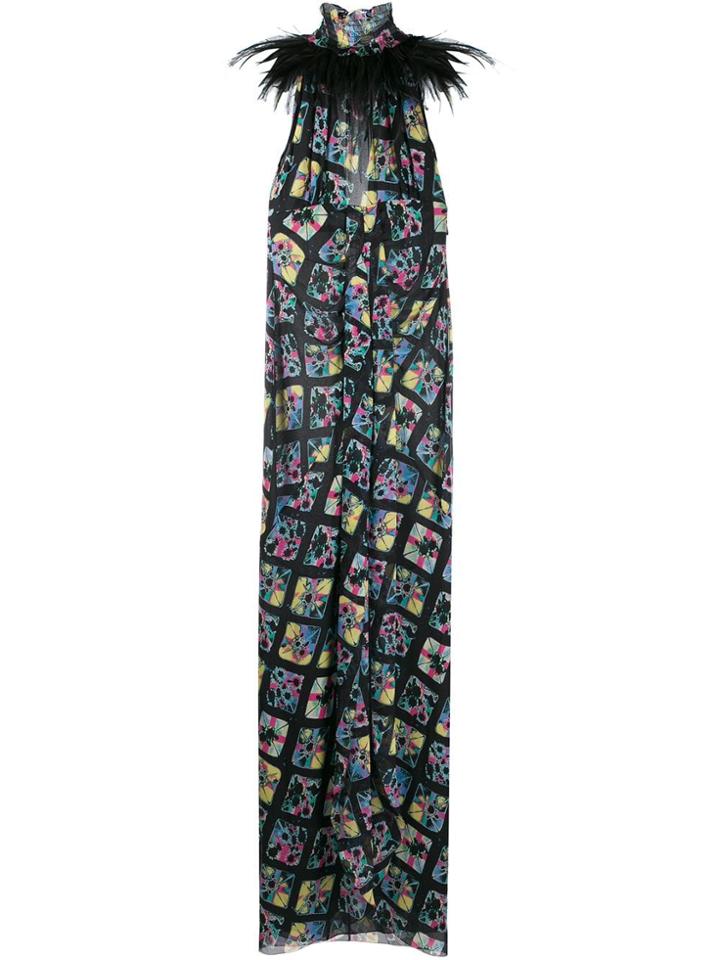 Emanuel Ungaro Vintage Feather Embellished Maxi Dress - Black