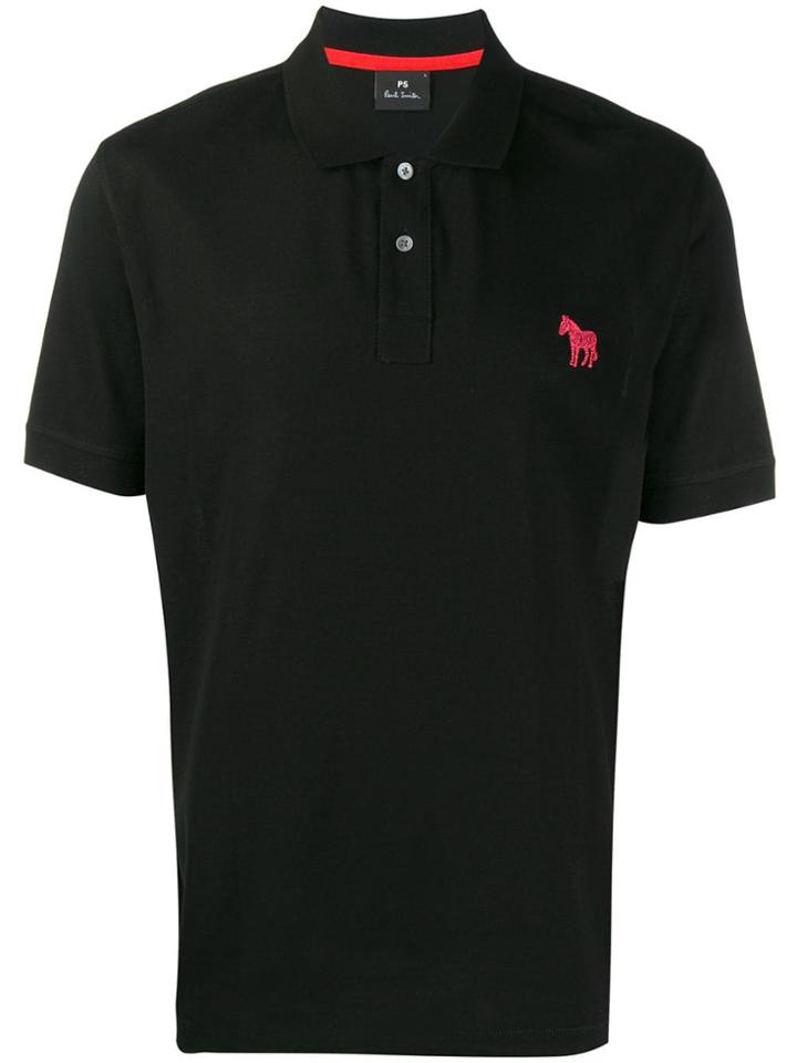 Ps Paul Smith Logo Short-sleeve Polo Top - Black