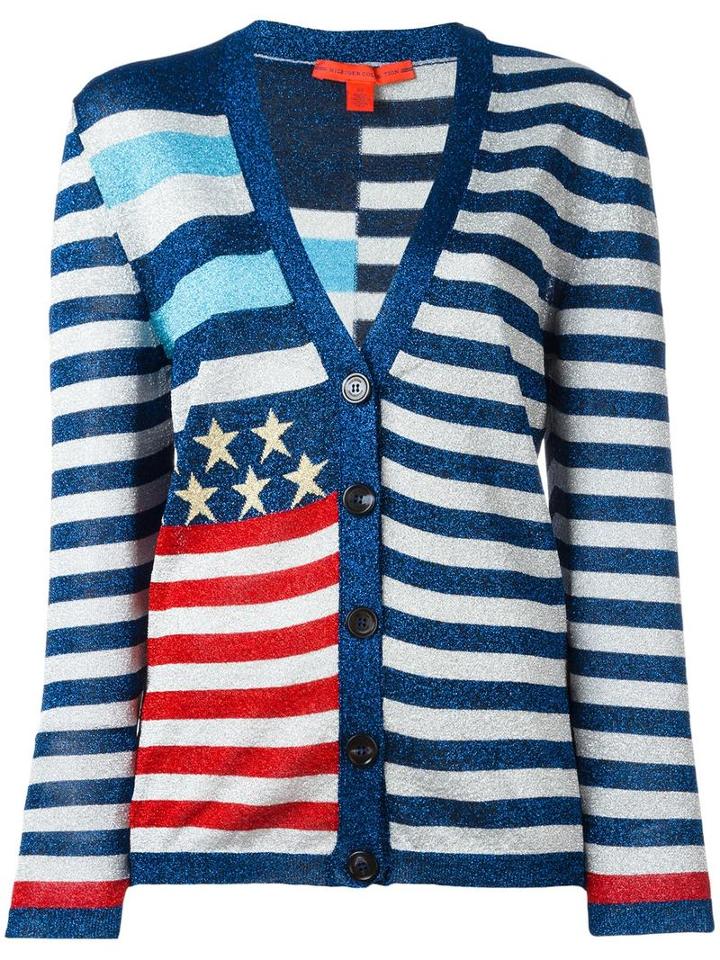 Hilfiger Collection Striped Cardigan, Women's, Size: Medium, Blue, Viscose/metallic Fibre