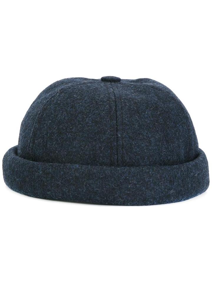 Beton Cire Miki Twill Hat, Adult Unisex, Blue, Bamboo/calf Leather/merino