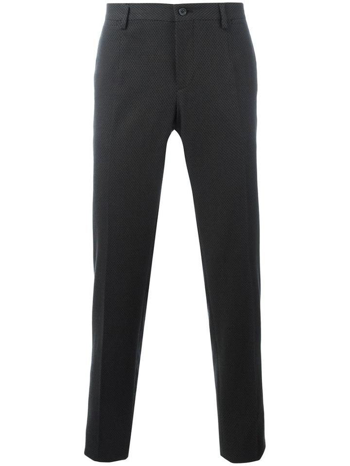 Dolce & Gabbana Patterned Tailored Trousers, Men's, Size: 50, Black, Cotton/spandex/elastane/virgin Wool