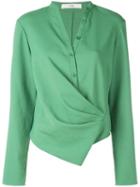 Tibi Chalky Drape Draped Blouse - Green