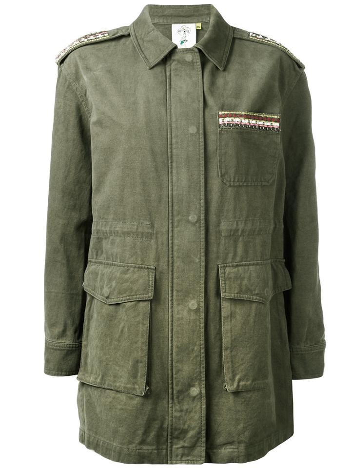 Steve J & Yoni P Embroidered Patch Shirt, Women's, Size: Small, Green, Cotton