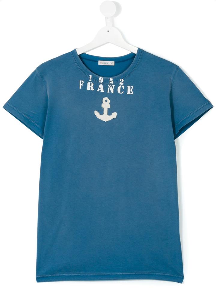 Moncler Kids - Teen Anchor Print T-shirt - Kids - Cotton - 14 Yrs, Blue