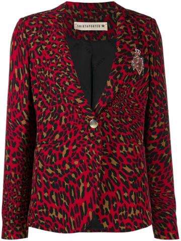 Shirtaporter Leopard Print Blazer - Red
