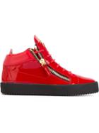 Giuseppe Zanotti Design Vegas Hi-top Sneakers, Men's, Size: 40, Red, Leather/patent Leather/rubber