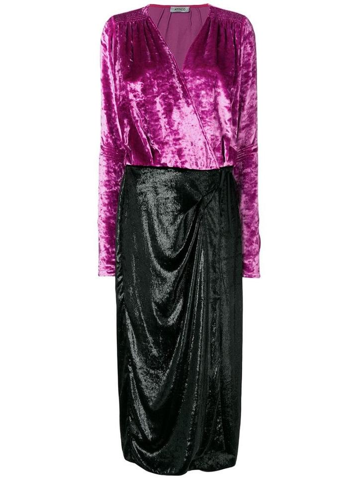 Attico Colour Block Wrap Dress - Pink