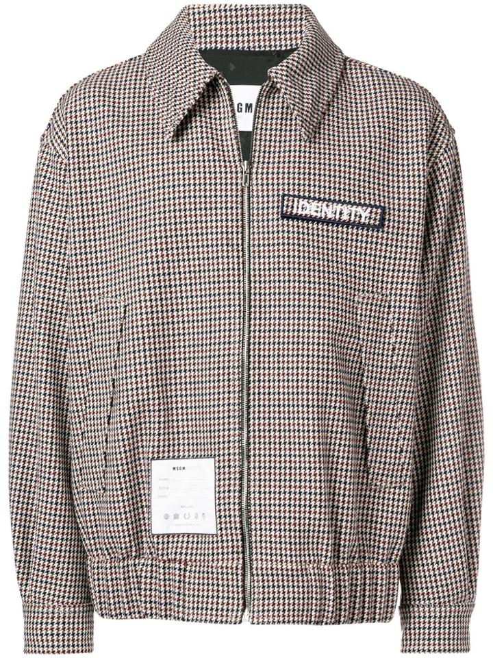Msgm Houndstooth Zipped Jacket - Blue