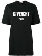 Givenchy - Distressed Logo Printed T-shirt - Women - Cotton - Xs, Black, Cotton