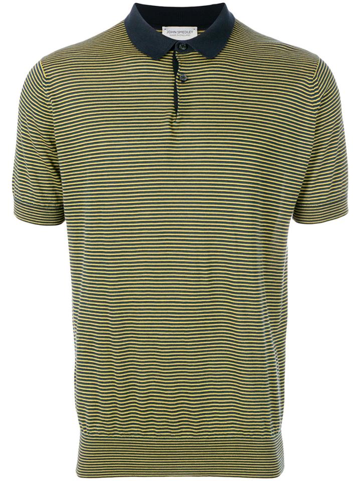 John Smedley Striped Polo Shirt - Yellow & Orange