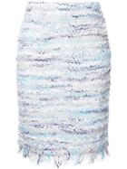 Estnation - Frayed Hem Skirt - Women - Cotton/acrylic/nylon/polyester - 36, Blue, Cotton/acrylic/nylon/polyester