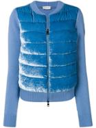 Moncler Contrast Panel Feather Down Cardi-coat - Blue