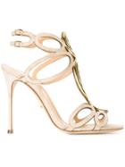 Sergio Rossi Farrah Sandals, Women's, Size: 40, Grey, Leather/rubber/suede