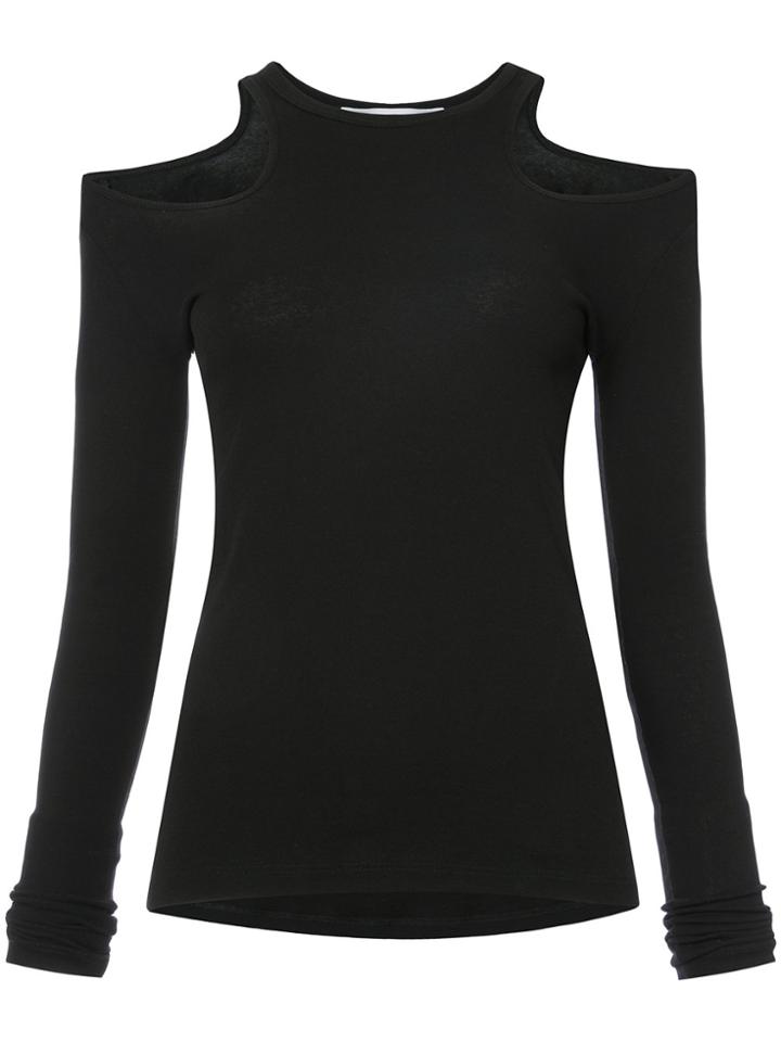 Rosetta Getty Cut-out Long Sleeve T-shirt - Black