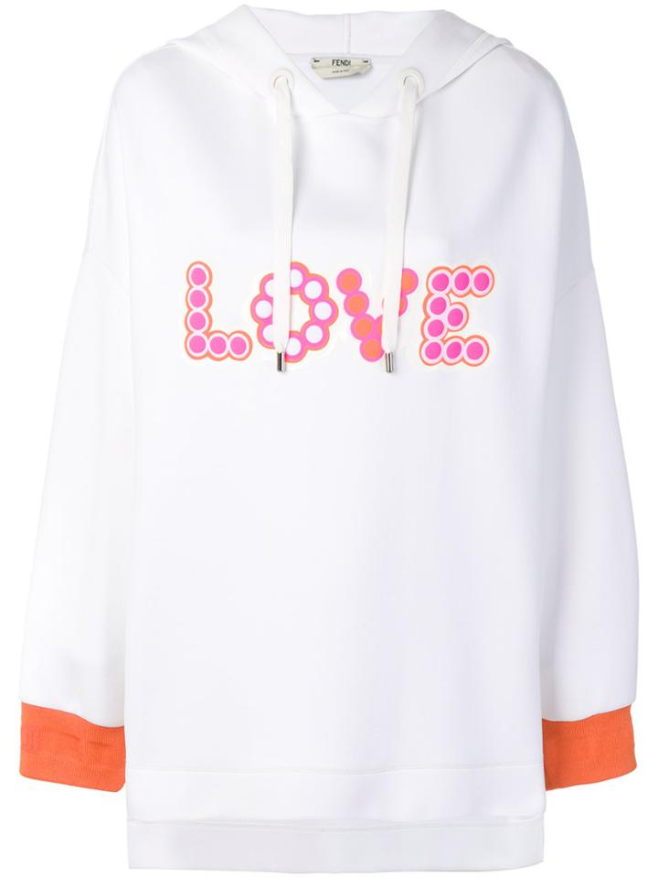 Fendi Love Contrast Hooded Sweatshirt - White