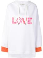 Fendi Love Contrast Hooded Sweatshirt - White