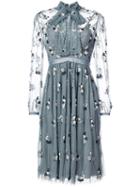 Needle & Thread - Embroidered Shirt Dress - Women - Nylon/polyester - 4, Blue, Nylon/polyester
