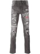 Haculla Frayed Slim-fit Jeans, Men's, Size: 30, Grey, Cotton/polyester