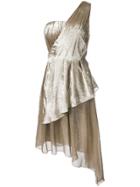 Adam Lippes Silk Lame One Shoulder Dress With Asymmetrical Detail -