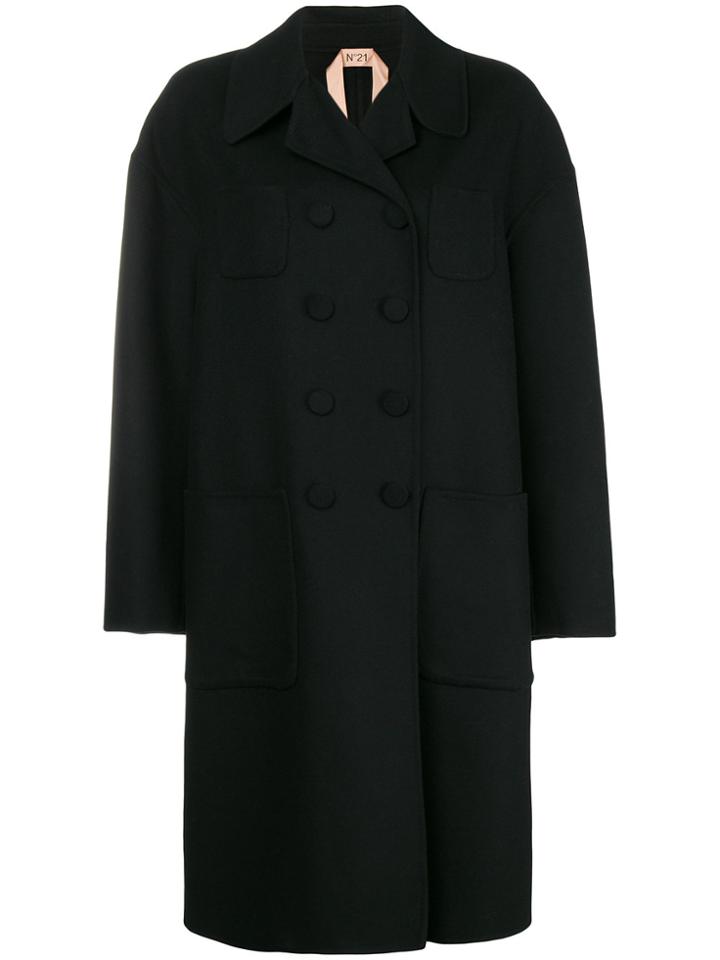 No21 Boxy Double-breasted Coat - Black