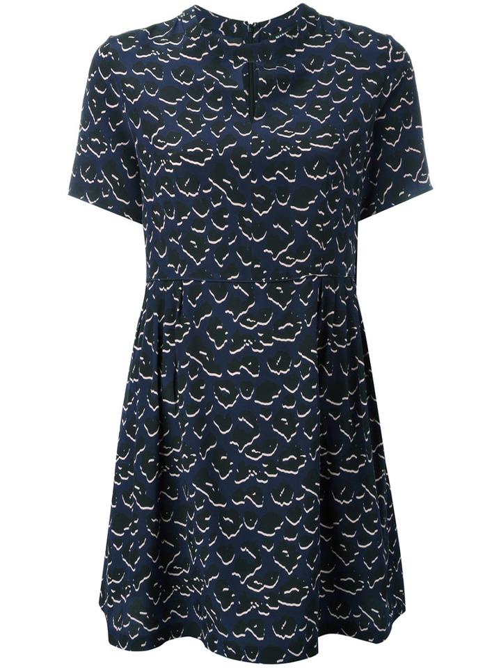 Markus Lupfer Leopard Print Dress, Women's, Size: Xs, Blue, Silk