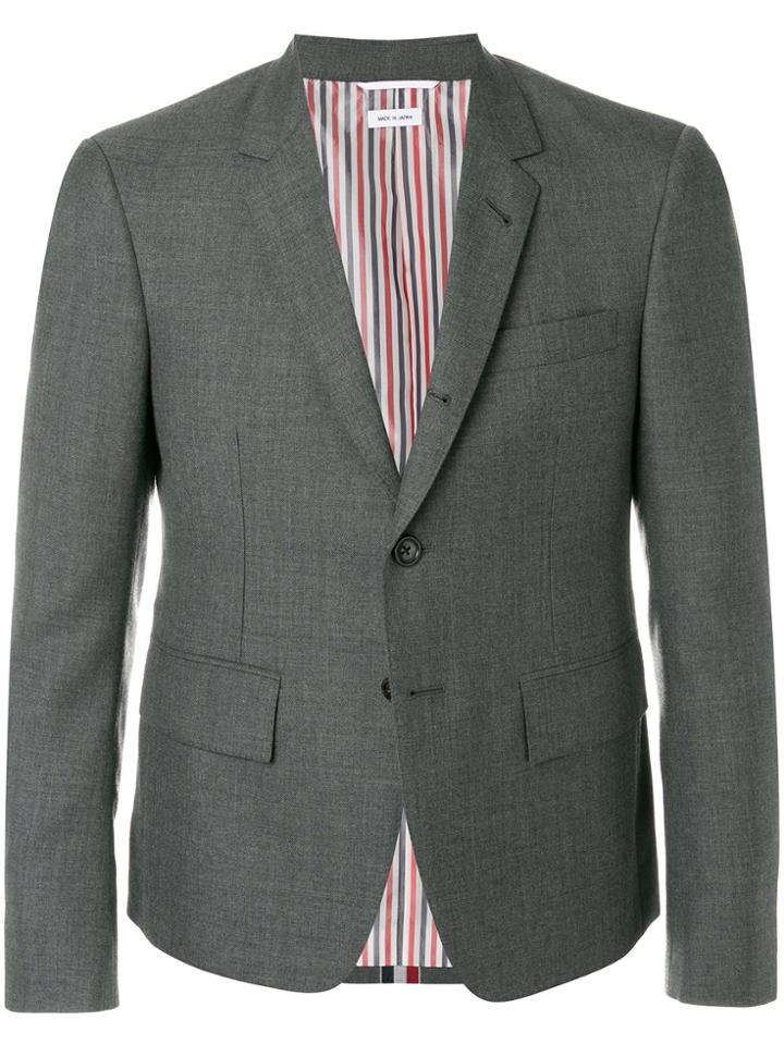 Thom Browne Center-back Stripe High Armhole Wool Sport Coat - Grey