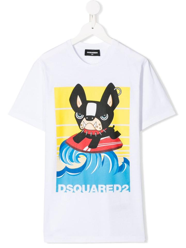 Dsquared2 Kids Teen Logo Cartoon Print T-shirt - White