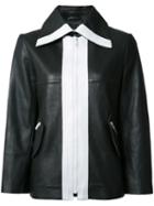 Carven Contrast Leather Jacket, Women's, Size: 36, Black, Acetate/viscose/lamb Skin