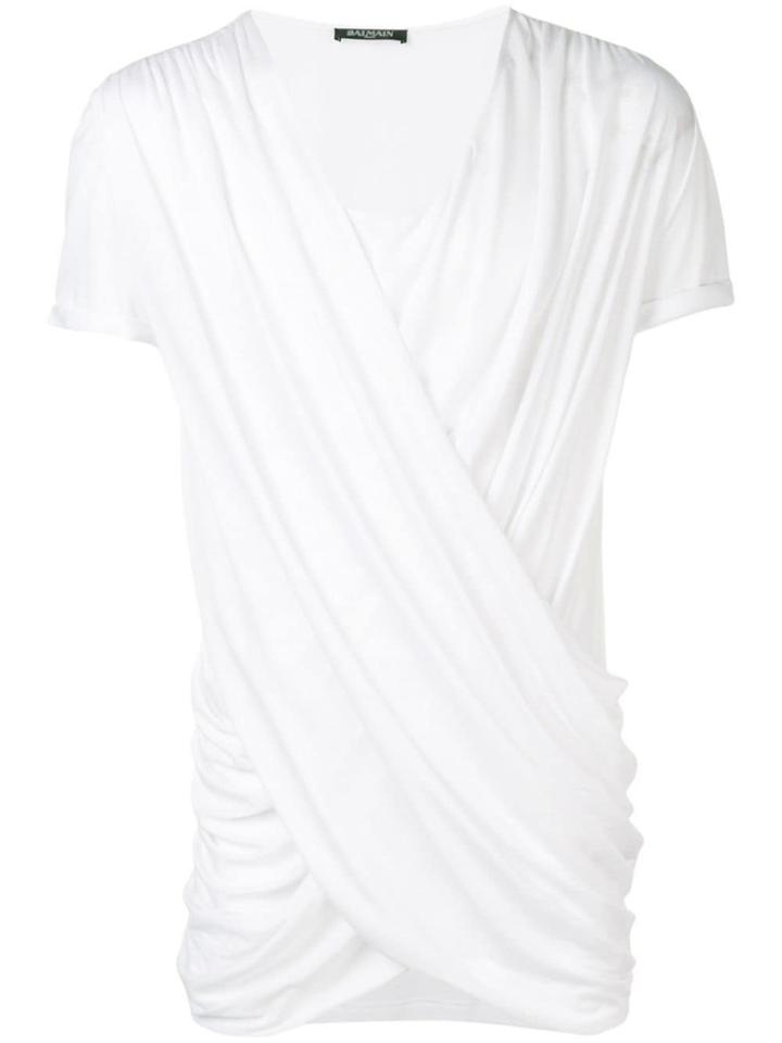 Balmain Wrap-front T-shirt - White