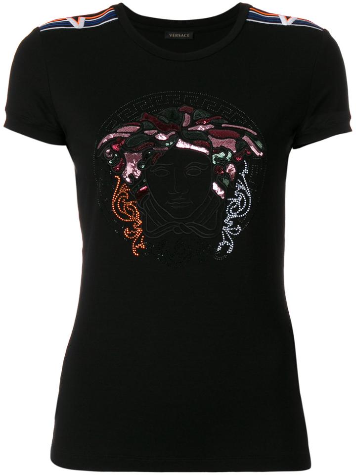 Versace Embellished Medusa T-shirt - Black