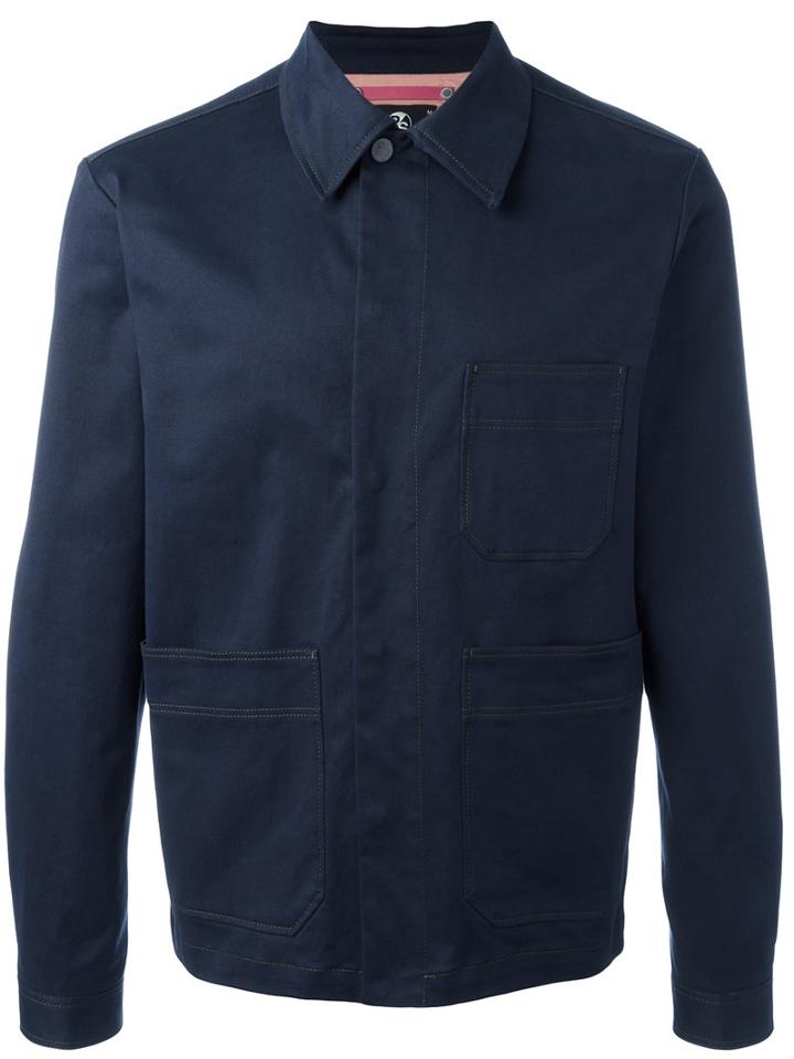 Ps By Paul Smith Patch Pocket Shirt Jacket, Men's, Size: Small, Blue, Cotton/spandex/elastane