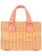 Mark Cross - Basket Bag - Women - Calf Leather/straw/cotton - One Size, Nude/neutrals, Calf Leather/straw/cotton