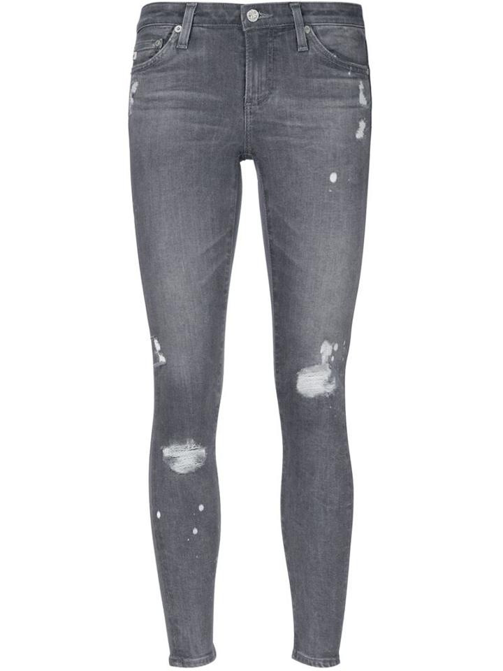 Ag Jeans Distressed Skinny Jeans, Women's, Size: 30, Grey, Rayon/cotton/polyester/polyurethane