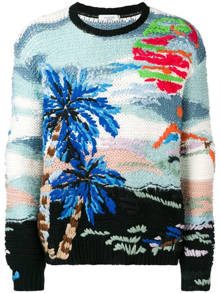 Valentino Knit Embroidered Jumper - Blue