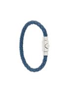 Salvatore Ferragamo Braided Press Clasp Bracelet, Men's, Blue