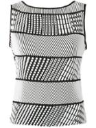 Issey Miyake - Striped Sleeveless Top - Women - Polyester - 2, White, Polyester