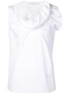 Viktor & Rolf Asymmetric Ruffle Blouse, Women's, Size: 42, White, Cotton