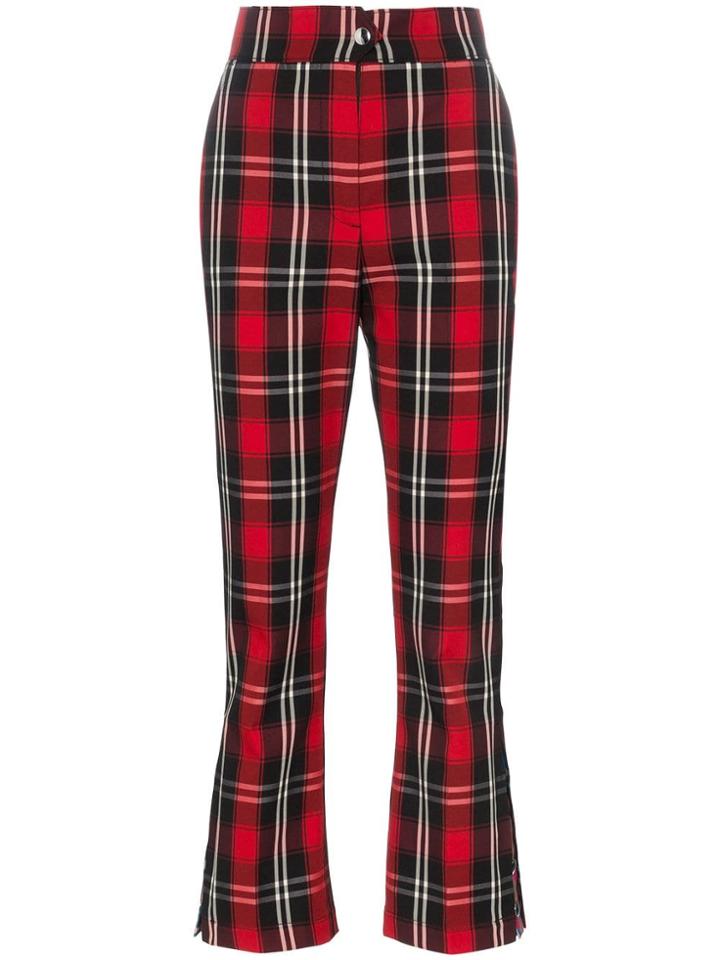 Msgm Check Kick Flare Trousers - Red