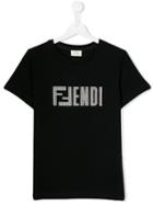 Fendi Kids Logo Print T-shirt - Black