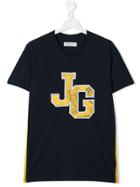John Galliano Kids Teen Logo Patch Crewneck T-shirt - Blue