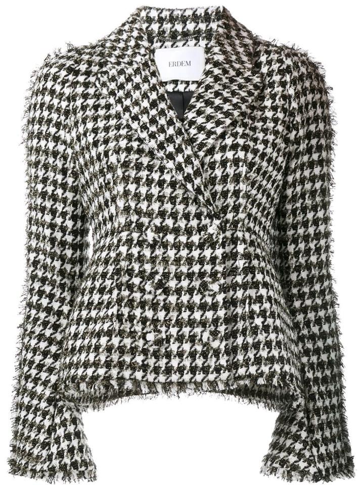 Erdem Houndstooth Boucle Jacket - Black