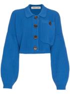Sandy Liang Wool Long Sleeve Cardigan - Blue
