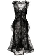 Rodarte Sheer Structured Dress - Black